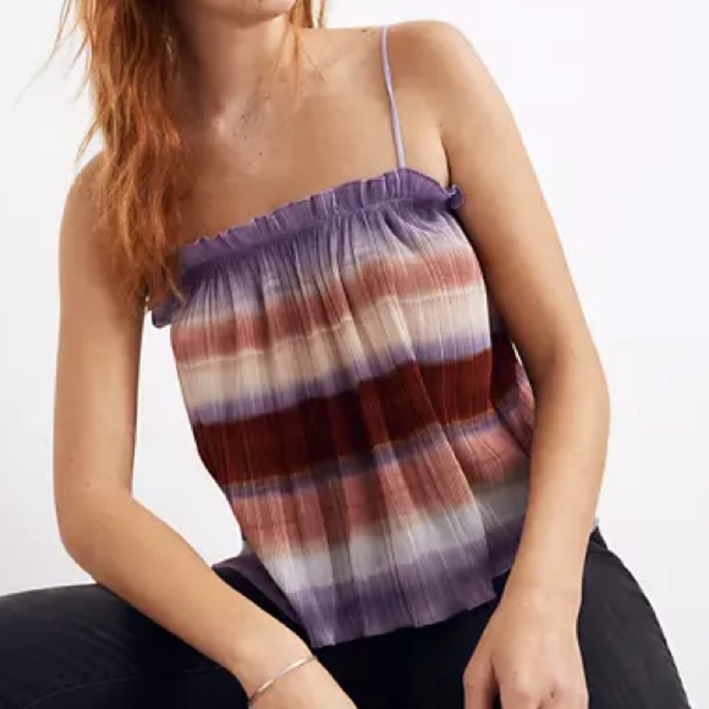 Madewell Texture & Thread Micropleat Tank in Ombré Rainbow